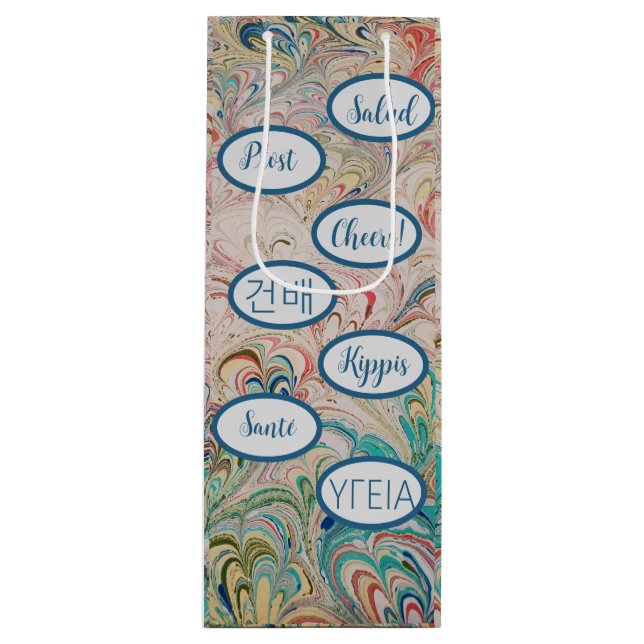 Sacola Para Vinho Bonito Marbled Cheers Gift Bag (Frente)