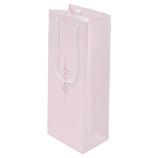 Sacola Para Vinho Bonito Rosa e Blush (Frente inclinada)