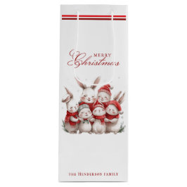 Sacola Para Vinho Bonitos e nome personalizado Feliz Natal Branco