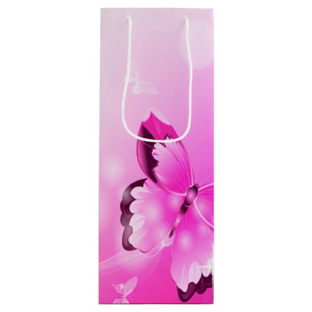 Sacola Para Vinho Borboleta magenta (Frente)