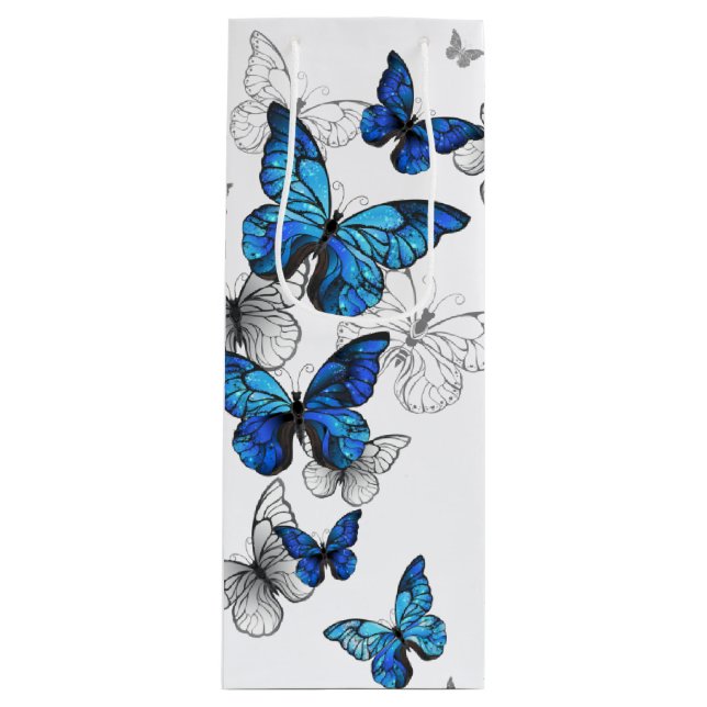 Sacola Para Vinho Borboletas Azuis Morpho (Frente)