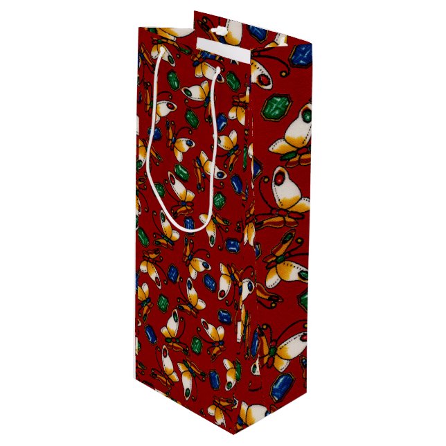 Sacola Para Vinho Borboletas brancas laranja, Emerald, Sapphire em v (Frente inclinada)