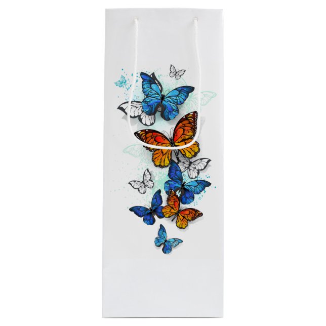 Sacola Para Vinho Borboletas voadoras Morpho e Monarca (Frente)