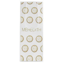 Sacola Para Vinho Branca Dourada 50 e 50 Fabuloso Aniversário