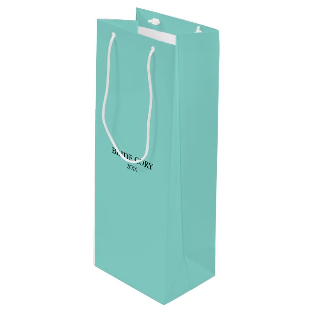 Sacola Para Vinho BRIDE & Bridesmaids Teal Blue Personated Party (Frente inclinada)