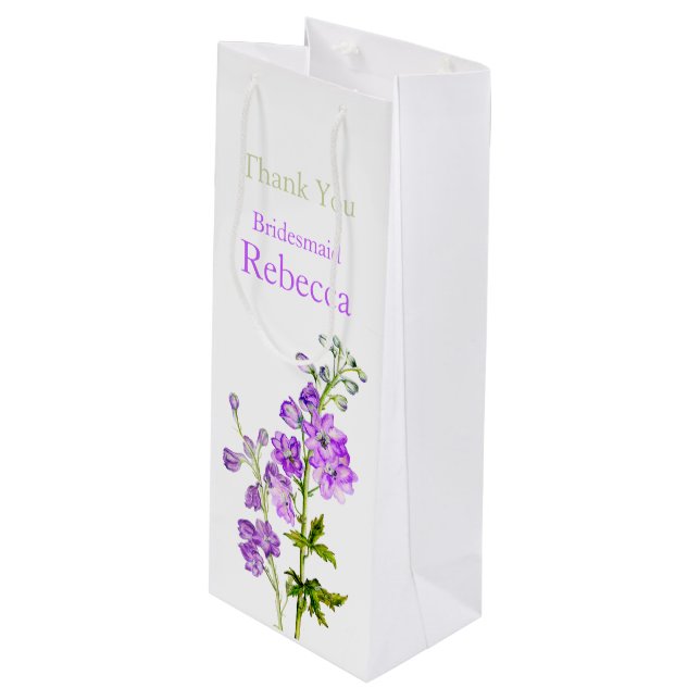 Sacola Para Vinho Bridesmaid de casamento Delphinium favorece bolsa  (Frente inclinada)