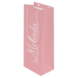 Sacola Para Vinho Bridesmaids Personalizados de Cor-de-Rosa Espelho