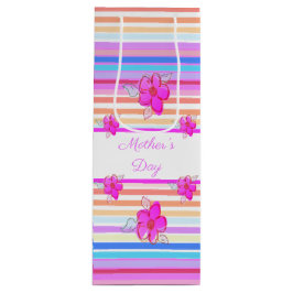 Sacola Para Vinho Brilho Rosa Floral Acentuado
