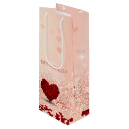 Sacola Para Vinho Buquê Rosa Cardíaco dia de os namorados - Saco par
