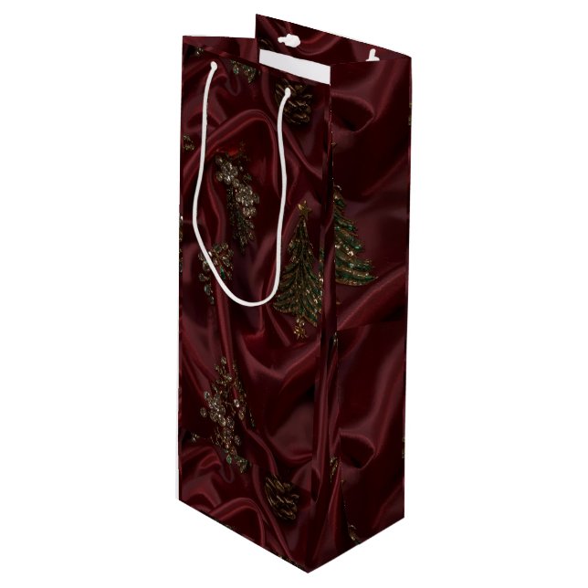 Sacola Para Vinho Burgundy Silk-Look Diamond  (Frente inclinada)