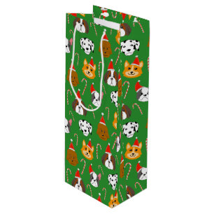 Sacola Para Vinho Cachorro de Natal Bonito, Padrão