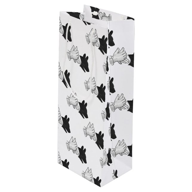 Sacola Para Vinho Cachorro Silhouette Mão (Frente inclinada)