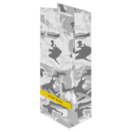 Sacola Para Vinho Camuflagem Cinza da Neve de Inverno Personalize se