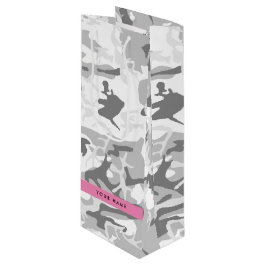 Sacola Para Vinho Camuflagem Cinza Neve de Inverno Personalize seu n