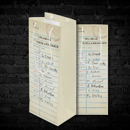 Sacola Para Vinho Cartão de Biblioteca Vintage