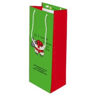 Sacola Para Vinho Cartoon de Ovelha de Natal engraçado
