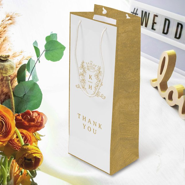 Sacola Para Vinho Casamento da coroa de ouro branco (Criador carregado)