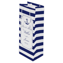 Sacola Para Vinho Casamento de Obrigados de Marinho de faixa de anco