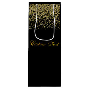 Sacola Para Vinho Casamento Dourado elegante dos confetes do brilho