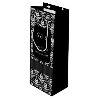 Sacola Para Vinho Casamento personalizado de damascos brancos e negr