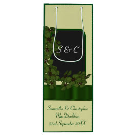 Sacola Para Vinho Casamento personalizado de shamrock irlandês verde
