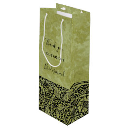 Sacola Para Vinho Casamento Vintage, Flor de Vitória Floral Scroll