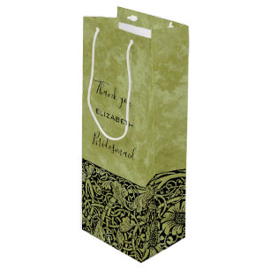 Sacola Para Vinho Casamento Vintage, Rolo Floral de Flores Vitoriana