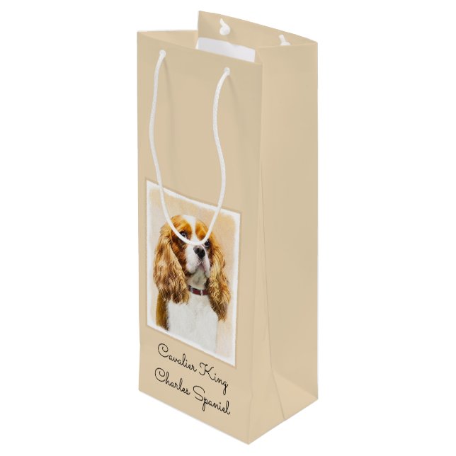 Sacola Para Vinho Cavalier King Charles Spaniel Original (Verso inclinado)