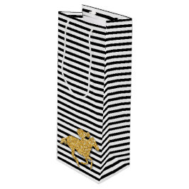 Sacola Para Vinho Cavalo em Listras Pretas e Brancas