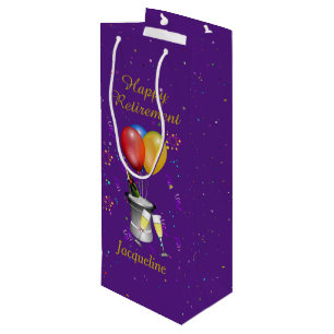 Sacola Para Vinho Celebração de Aposentação Roxo de Vinho Espumante