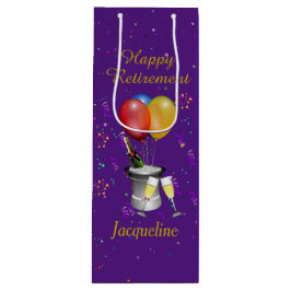 Sacola Para Vinho Celebração de Aposentação Roxo de Vinho Espumante