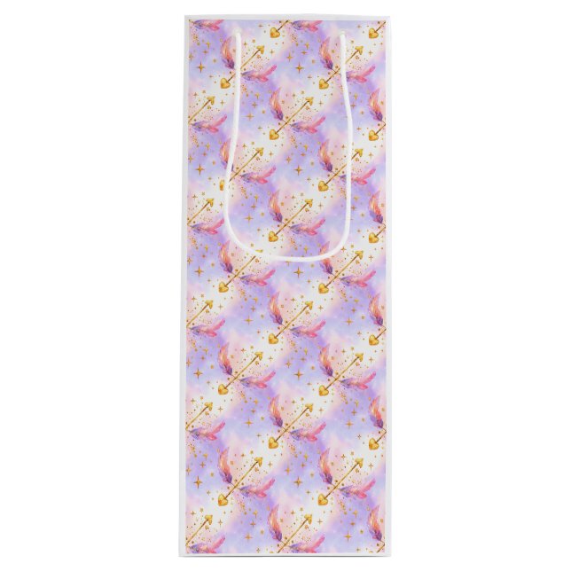 Sacola Para Vinho Celestial Cupid – Pastel Arrows & Golden Stars (Frente)