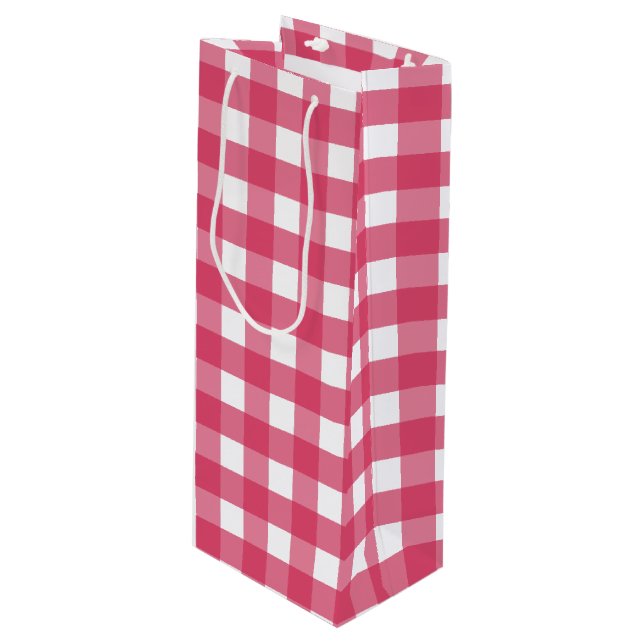 Sacola Para Vinho Cerise Gingham (Frente inclinada)