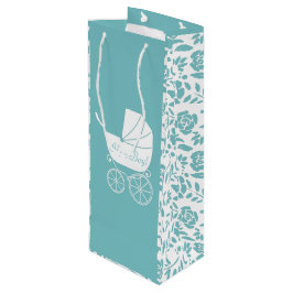 Sacola Para Vinho Chá de fraldas de Carruagem de Vintage - Garoto Az