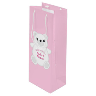Sacola Para Vinho Chá de fraldas de Urso Polar Rosa