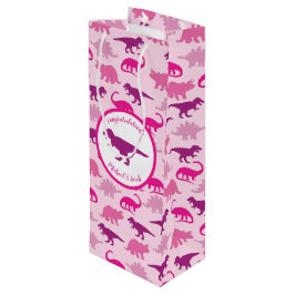 Sacola Para Vinho Chá de fraldas do Dinossauro Rosa