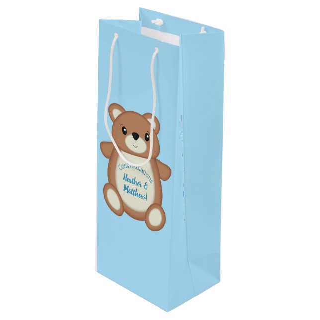 Sacola Para Vinho Chá de fraldas do Urso de Teddy (Frente inclinada)