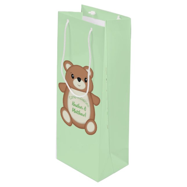 Sacola Para Vinho Chá de fraldas do Urso de Teddy (Frente inclinada)