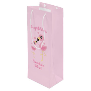 Sacola Para Vinho Chá de fraldas Flamingo Cute Tropical