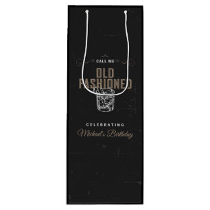 Sacola Para Vinho Chame-me de velho Aniversário de Uísque Preto