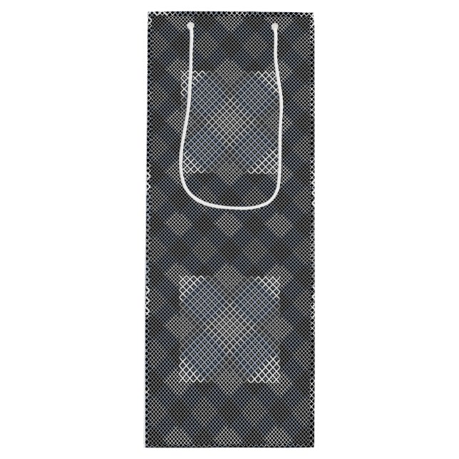 Sacola Para Vinho Checker padrão diagonal 2tones.bx4x4 BLK BG (Frente)