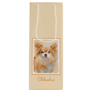 Sacola Para Vinho Chihuahua Pintura De Cachorro De Cabelo Longo
