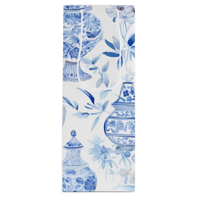 Sacola Para Vinho Chinoiserie Blue Wine Gift Bag (Frente)