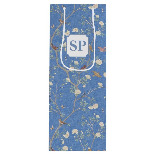 Sacola Para Vinho Chinoiserie Camellia Garden Breeze Blue (Frente)
