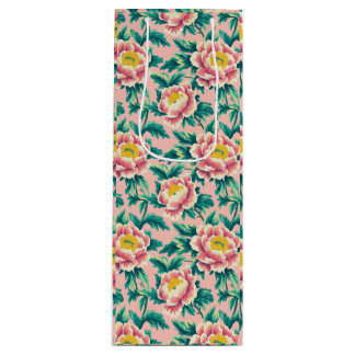 Sacola Para Vinho Chinoiserie Floral Rosa