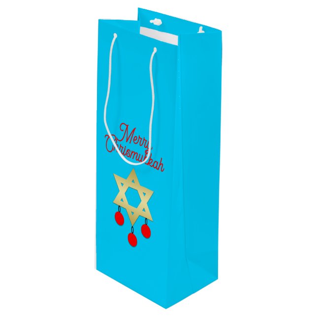 Sacola Para Vinho Chrismukkah Wine Gift Bags (Frente inclinada)