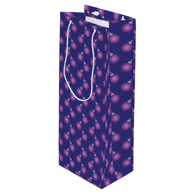 Sacola Para Vinho Christmas Gift Bag with Purple Baubles (Frente inclinada)