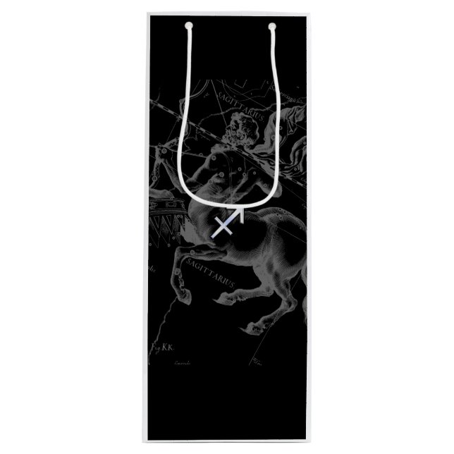 Sacola Para Vinho Chrome Sagittarius Sinal Zodiac em Decoração Hevél (Frente)