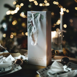 Sacola Para Vinho Cinzas Elegantes Modernas Maravilhas de Natal Feli