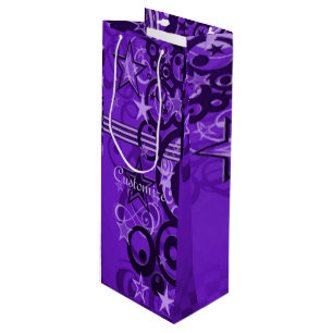 Sacola Para Vinho Círculos retros & saco roxo do presente do vinho